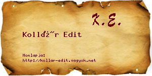 Kollár Edit névjegykártya